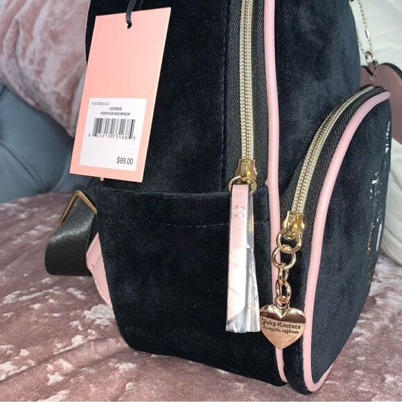 Black Velour Heritage Juicy Couture Backpack Bookbag main image 7